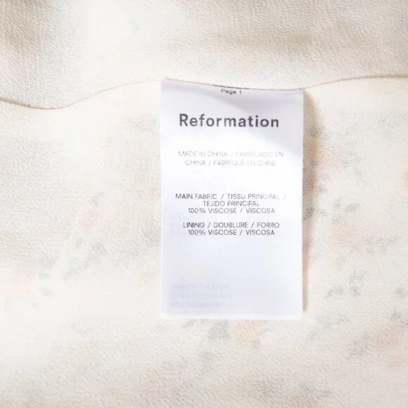 Reformation Avni Ruched Babydoll Mini Dress - White & Yellow Floral Print - XL - Picture 14 of 16